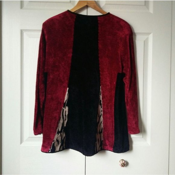 VINTAGE 90's Oversized Wool Chenille Cardigan - Picture 9 of 16